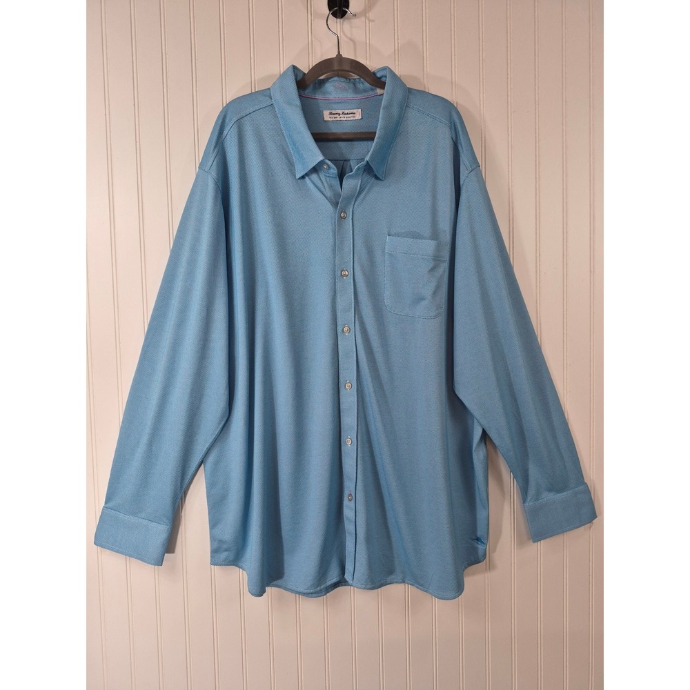 NWOT Tommy Bahama San Lucio Stretch Shirt Men 3XL Blue Supima Cotton Button Down